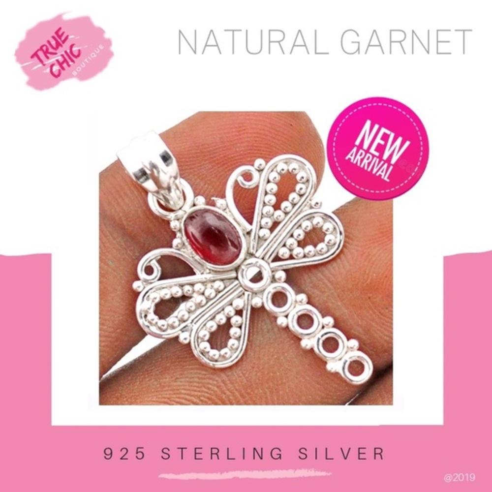 Garnet Dragonfly Pendant